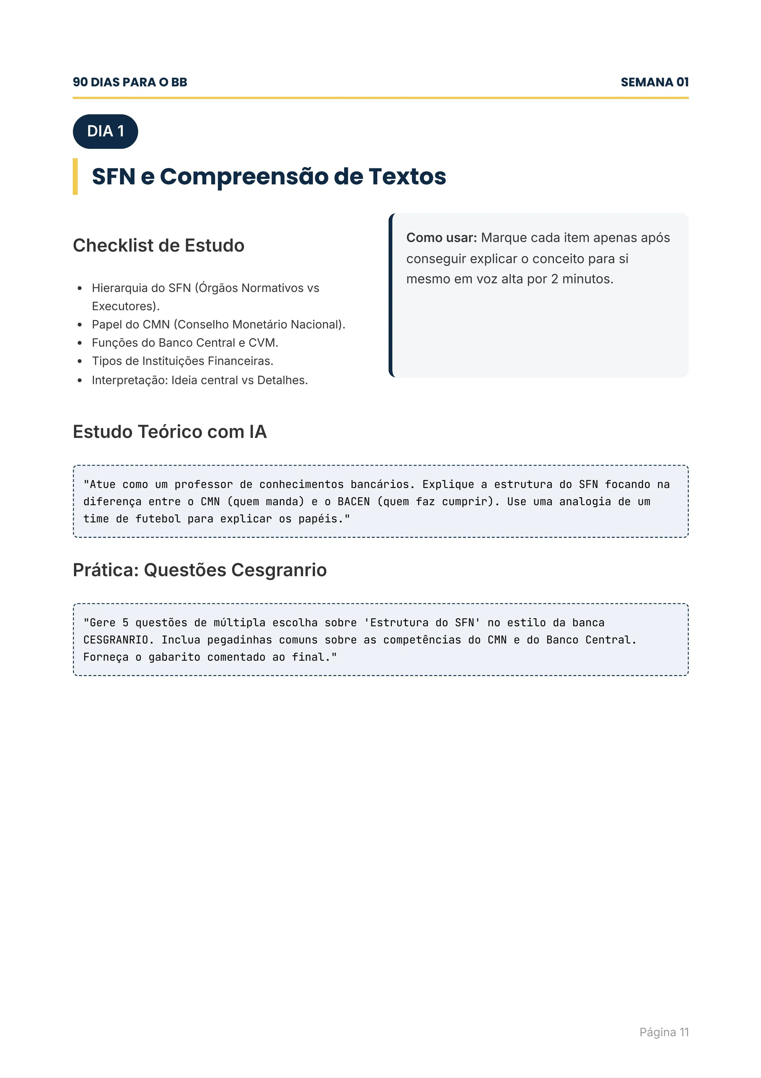 Página do Plano de Estudos