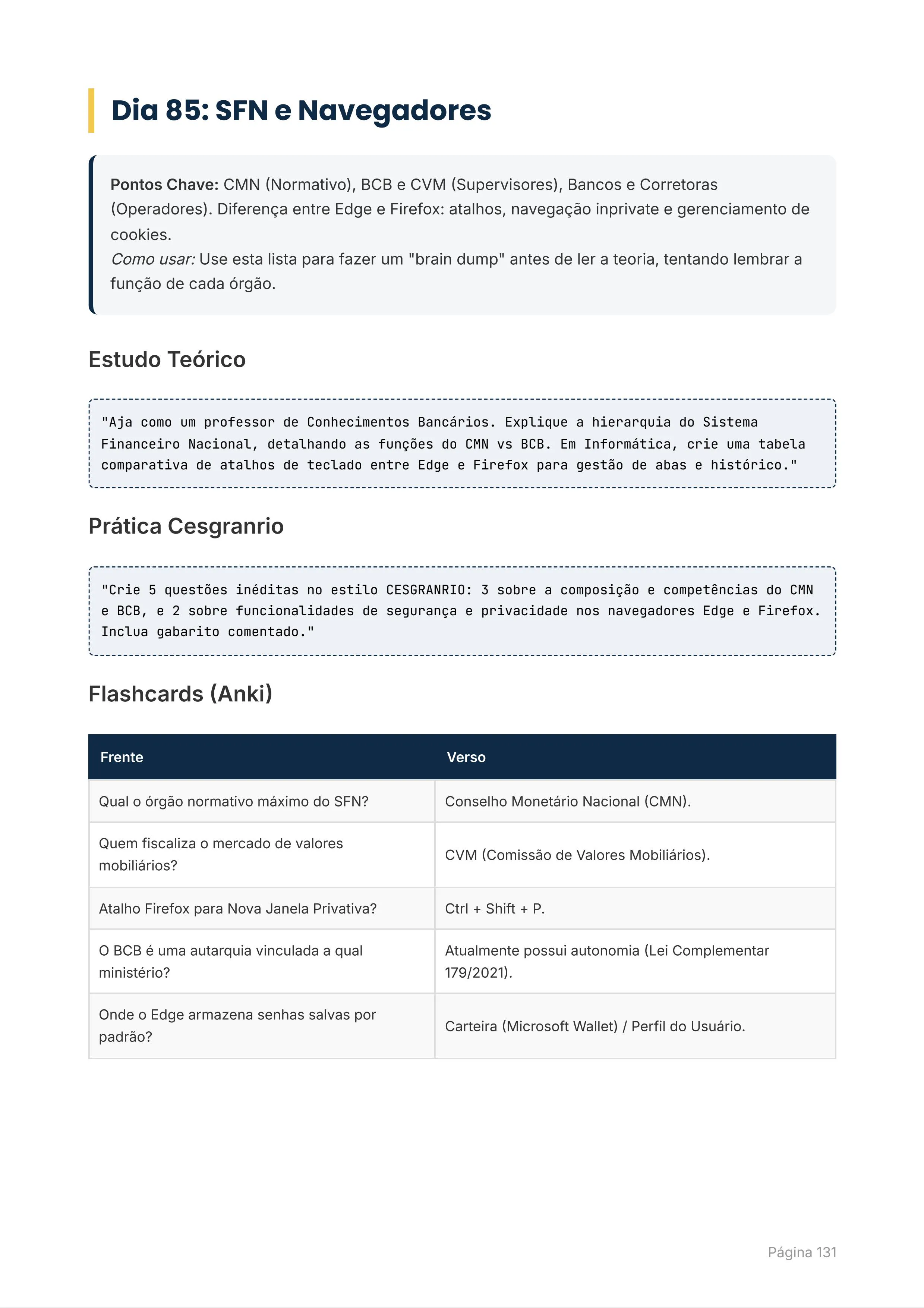 Página do Plano de Estudos